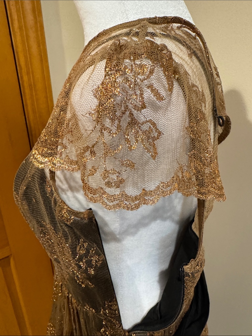 Moulinette Soeurs Black and Gold Lace Midi Dress - Picture 7 of 11